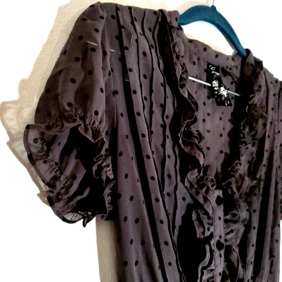 Guess Gray Polka Dots Sheer Blouse Like New S - Picture 3 of 8